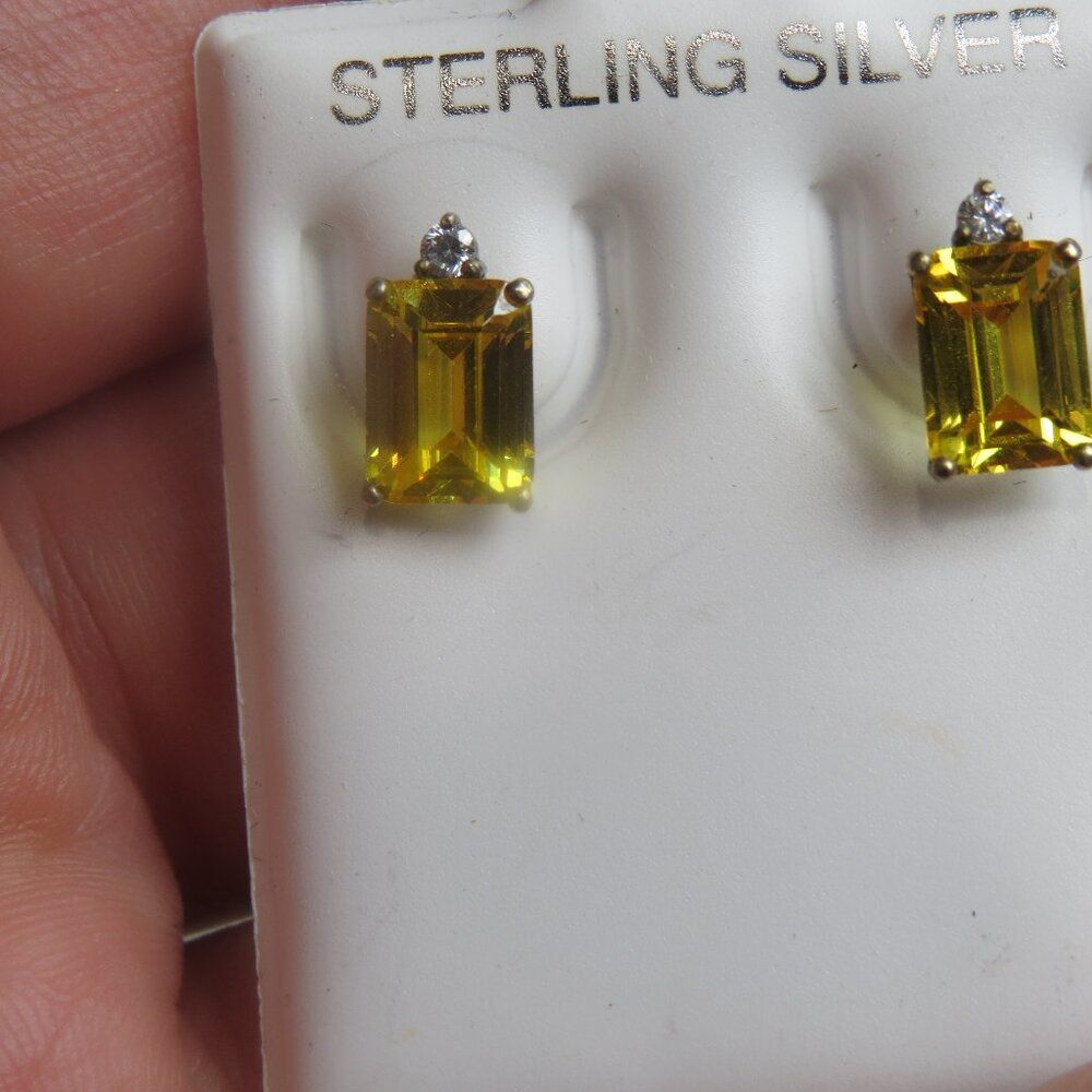 Sterling Silver Lab Created Citrine Earring Hand Crafted
